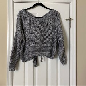 Express Ribbon Tie Back Crop Sweater